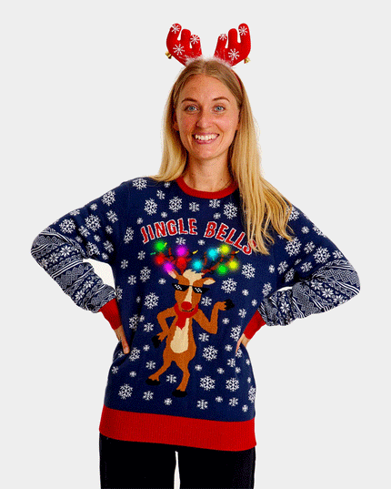 Women's LED Christmas Sweater with Jingle Bells Design