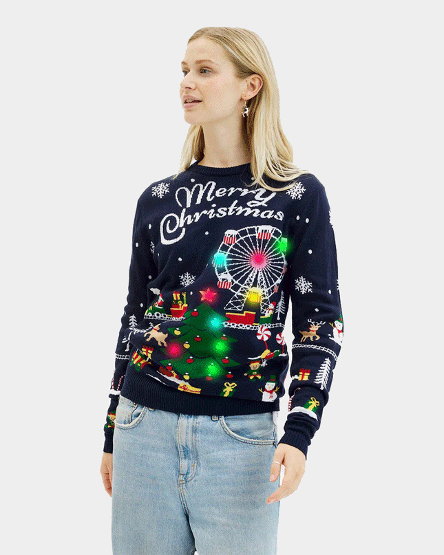 Women's Light-Up LED Christmas Market Sweater