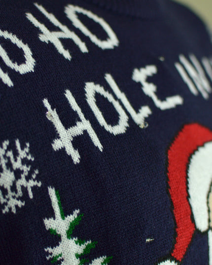 Women's LED Christmas Sweater with Golf Santa