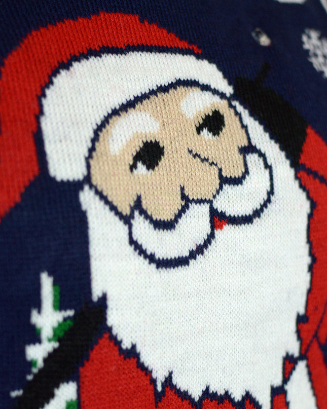 Women's Light-Up LED Santa Playing Golf Christmas Sweater