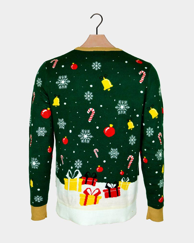 Women's LED Christmas Sweater with Tied-Up Santa