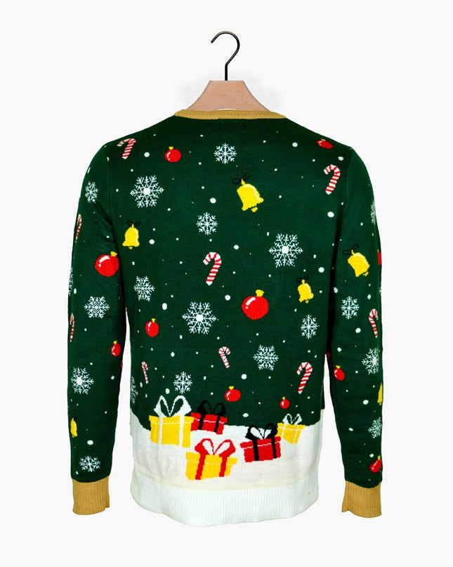 LED Santa Christmas Sweater for Men with Tied Design