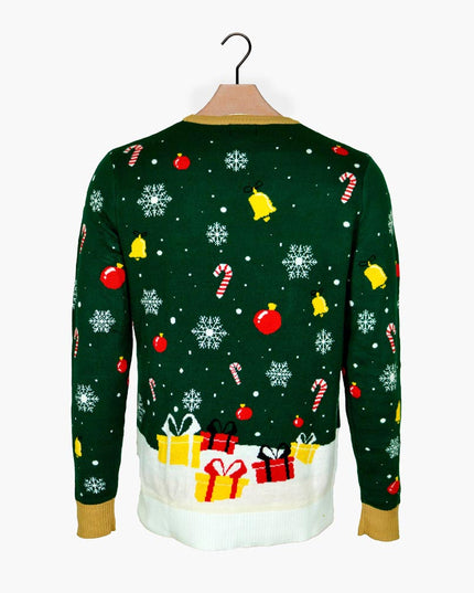 Luminous LED Christmas Sweater for Men with Tied-Up Santa