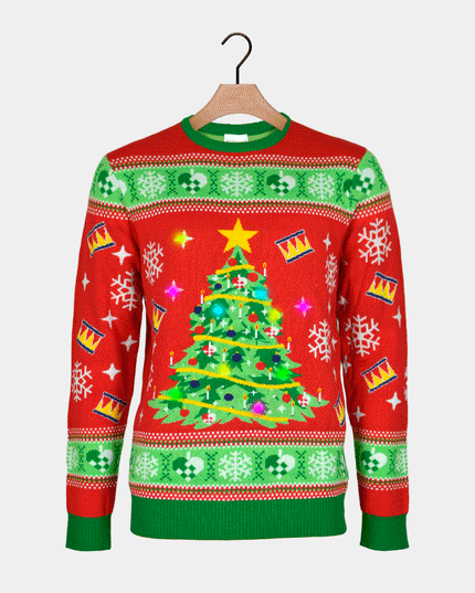 Light-Up LED Red Christmas Tree Sweater for Women