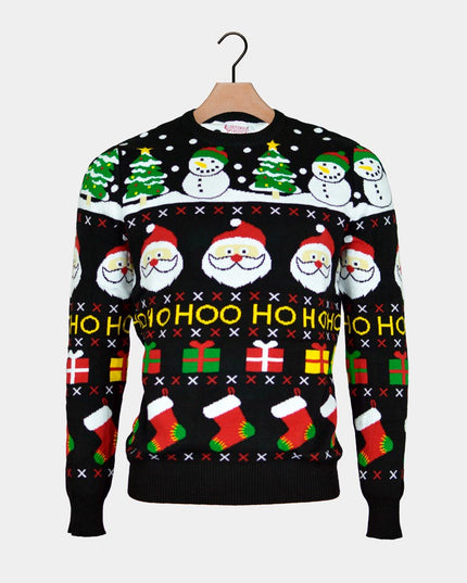 Women's Organic Cotton Christmas Sweater with Santa, Gifts, and Snowmen