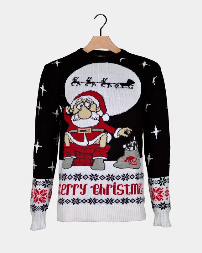 Christmas Sweater for Couples Santa Unloading Gifts