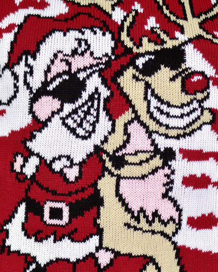 Santa and Reindeer with Sunglasses Christmas Sweater
