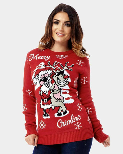 Santa and Reindeer with Sunglasses Christmas Sweater