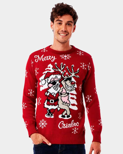 Santa and Reindeer with Sunglasses Christmas Sweater