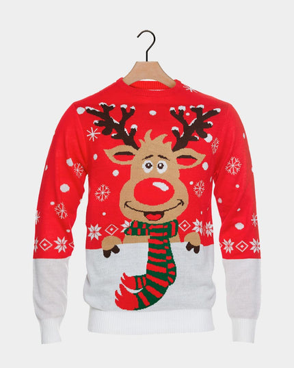 Men's Christmas Sweater with Reindeer and Scarf