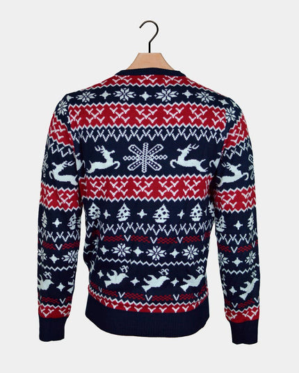 Women's Christmas Sweater with Reindeer and Christmas Patterns