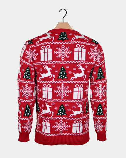 Christmas Sweater with Reindeer, Trees, and Gifts