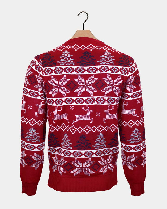 Classic Red Couples Christmas Sweater with Polar Stars