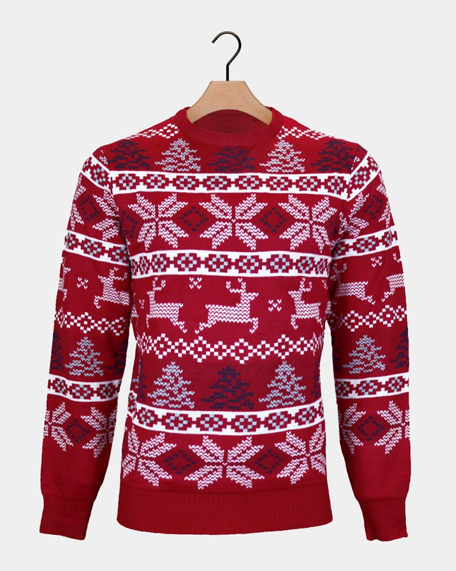Women's Classic Red Christmas Sweater with Polar Stars