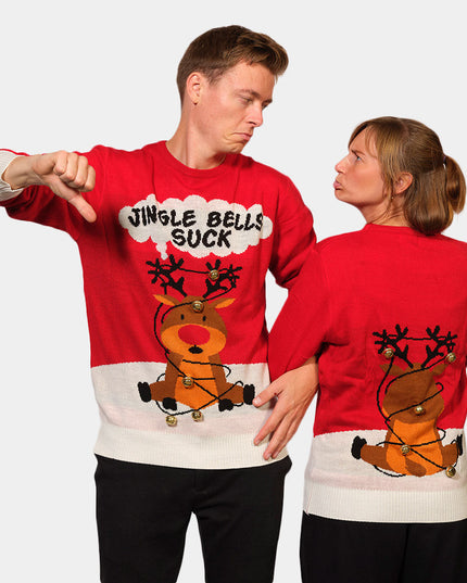 Women's Red 3D Jingle Bells Christmas Sweater