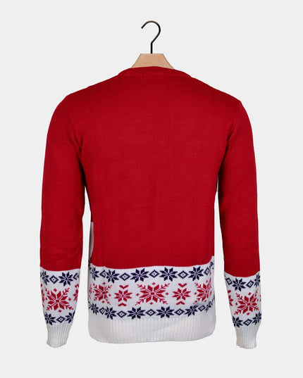 Red Christmas Sweater for Couples - Ice Skating Reindeer Design