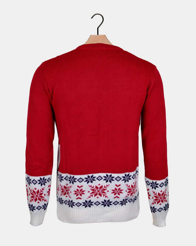 Red Christmas Sweater for Couples - Ice Skating Reindeer Design