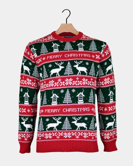 Red and Green Merry Christmas Sweater for Couples