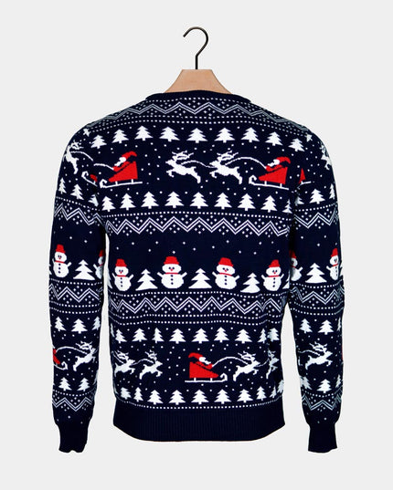Blue Couple Christmas Sweater with Trees and Snowmen