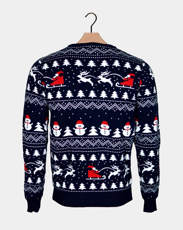 Blue Couple Christmas Sweater with Trees and Snowmen