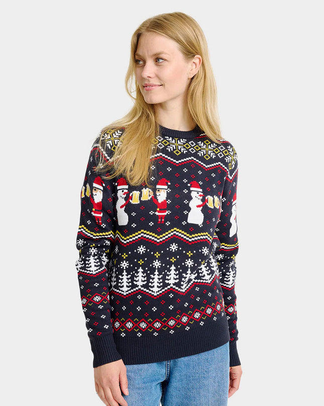 Women's Christmas Sweater "Toast Santa" for Festive Fun