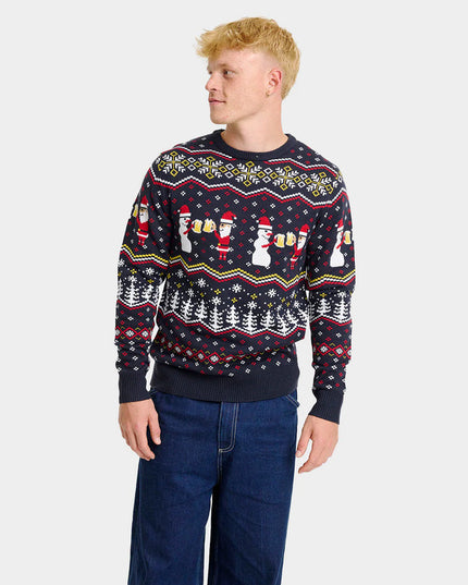 Men's Christmas Sweater "Toast Santa" for Festive Fun