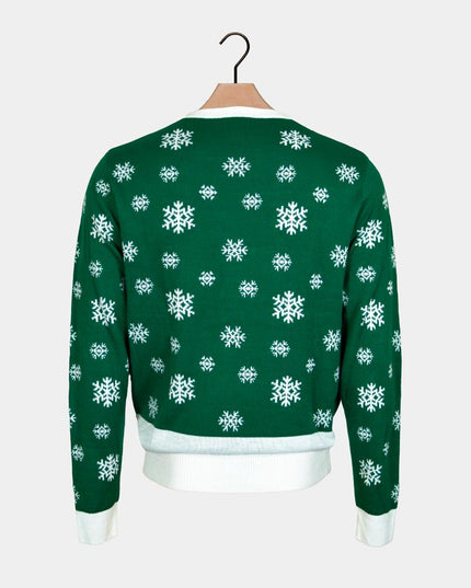 Christmas Sweater for Couples Green Holly Jolly Glitter