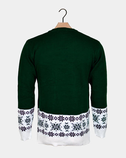 Green Christmas Sweater for Couples with Skating Reindeer