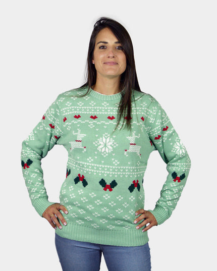 Women's Green Sweet Christmas Sweater