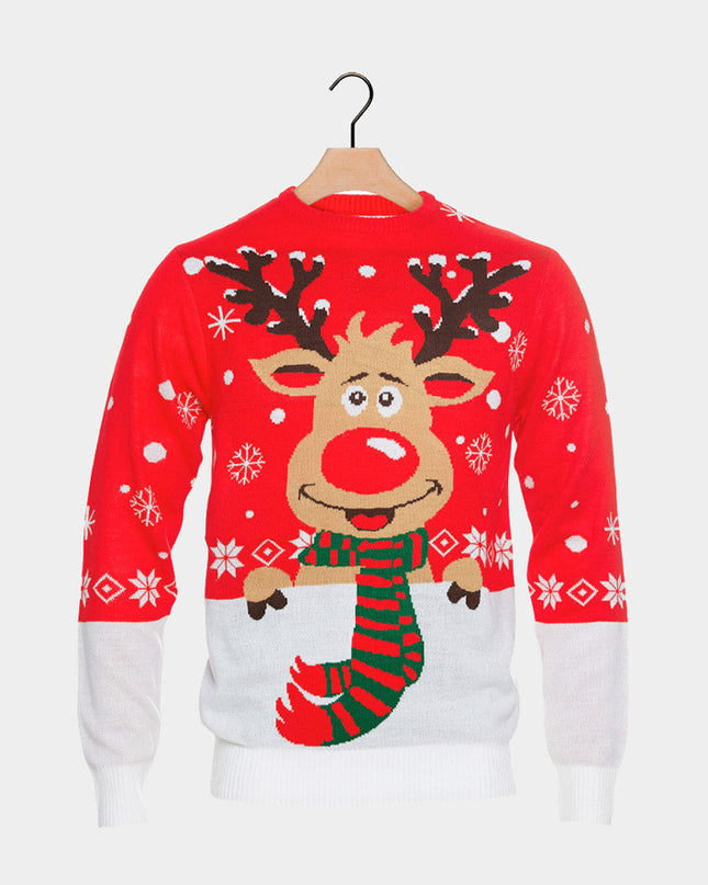 Reindeer Family Christmas Sweater with Scarf in Organic Cotton