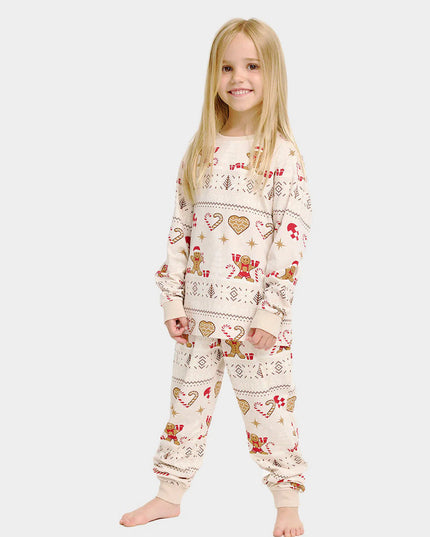 Kids Beige Christmas Pajamas with Cookies