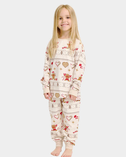 Kids Beige Christmas Pajamas with Cookies