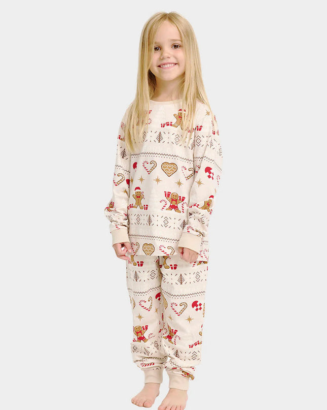 Kids Beige Christmas Pajamas with Cookies