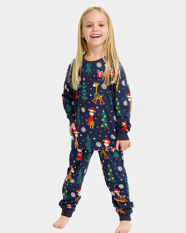 Kids Christmas Pajamas with Giraffes
