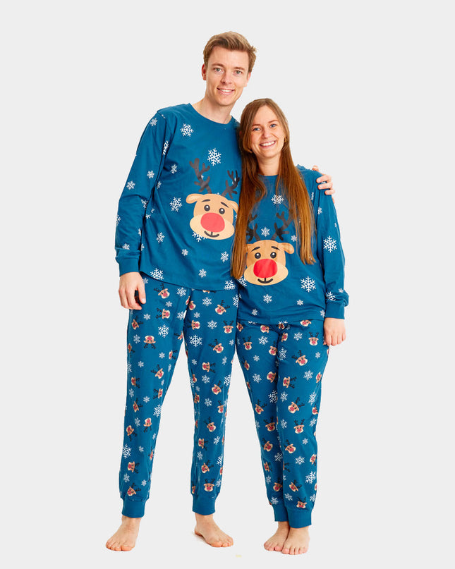 Christmas Pajamas for Kids in Blue with Rudolph