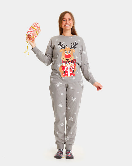 Family Christmas Pajamas in Gray with Rudolph the Reindeer