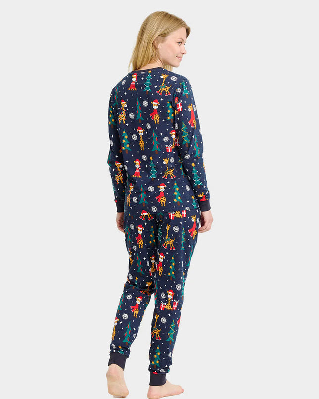 Unisex Christmas Pajamas with Giraffes
