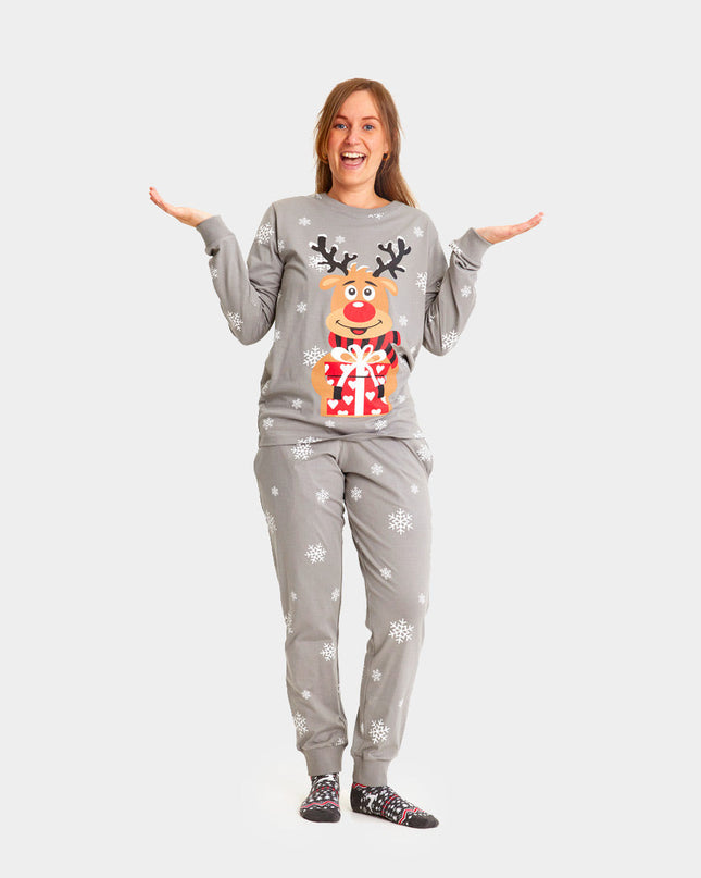 Unisex Gray Christmas Pajamas with Rudolph