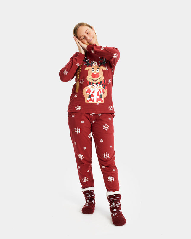 Unisex Red Christmas Pajamas with Rudolph