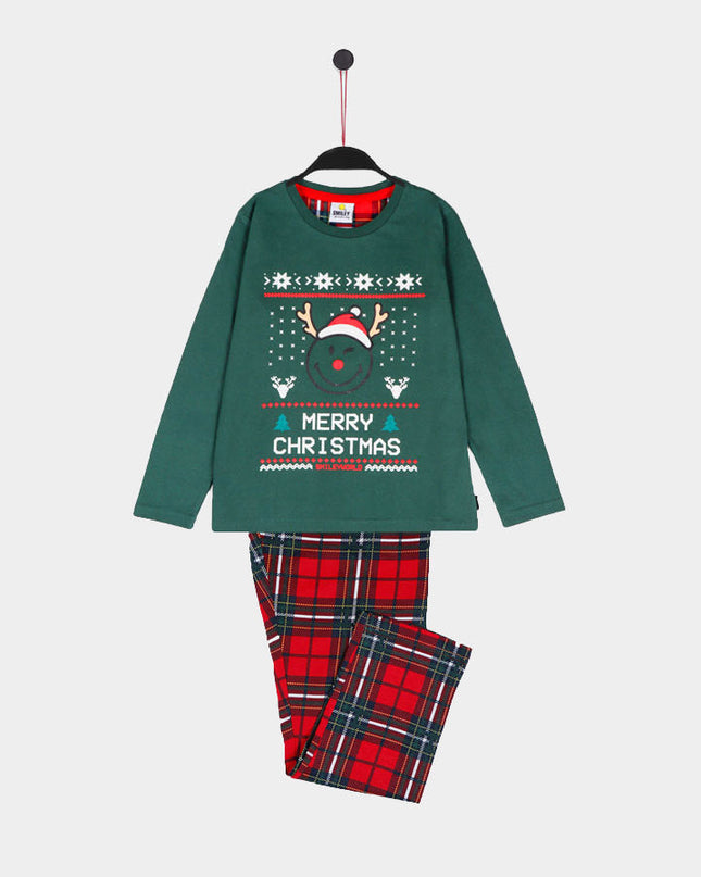 Green Christmas Pajamas with Smile for Boys