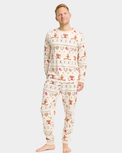 Unisex Beige Christmas Pajamas with Cookies