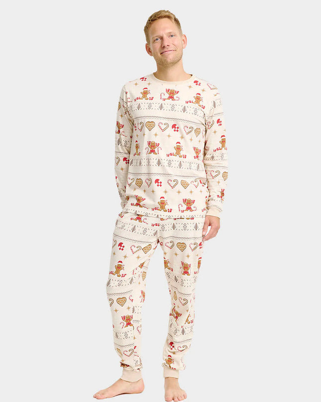 Unisex Beige Christmas Pajamas with Cookies