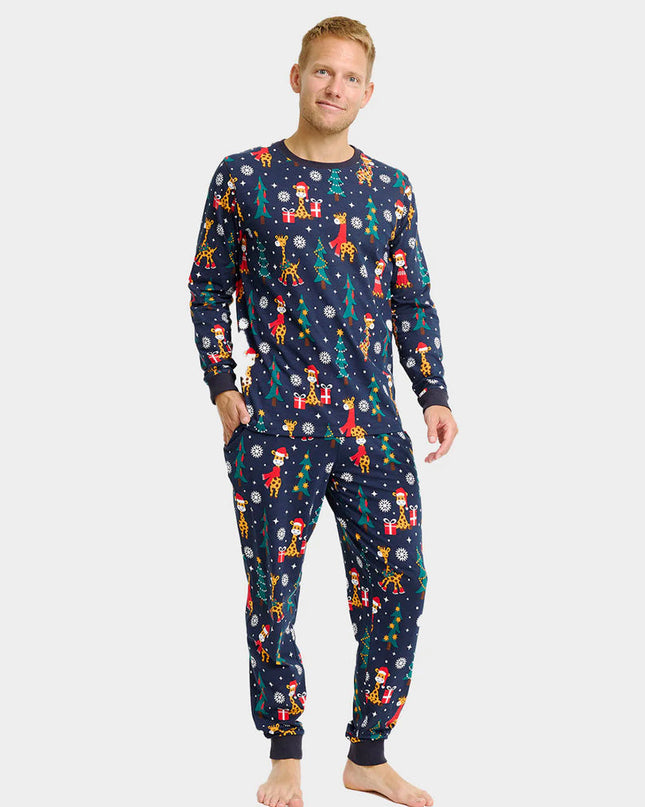 Unisex Christmas Pajamas with Giraffes