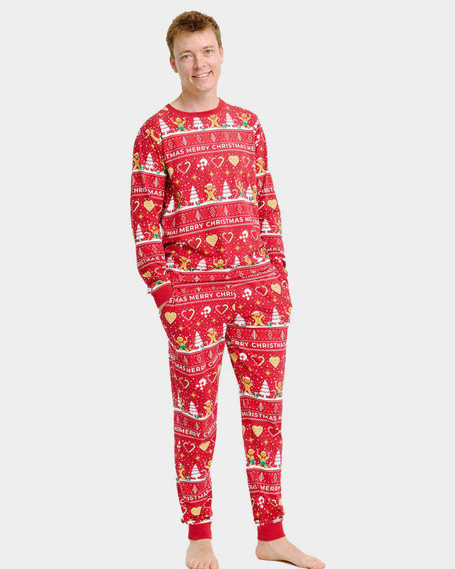Unisex Red Christmas Pajamas with Cookies