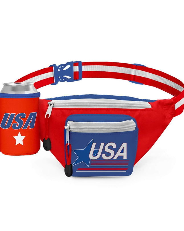 Red USA Fanny Pack w/ Drink Holder