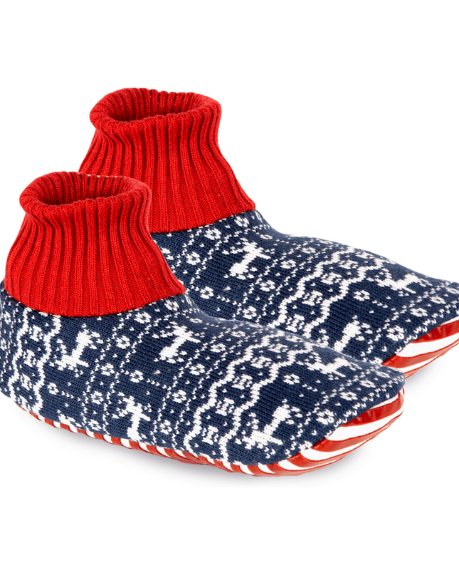 Blue Reindeer Slipper Socks