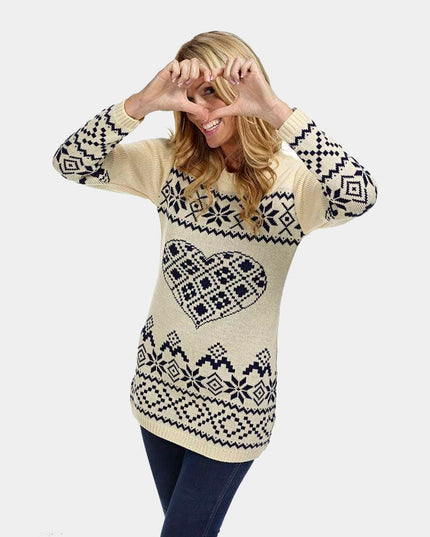 Beige Christmas Dress with Heart