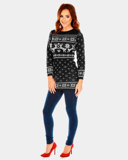 Black Christmas Dress with Reindeer