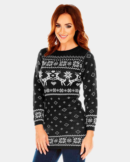 Black Christmas Dress with Reindeer