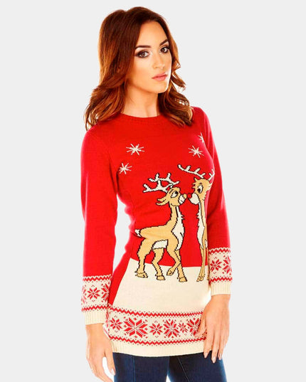Red Baby Christmas Dress with Reindeer